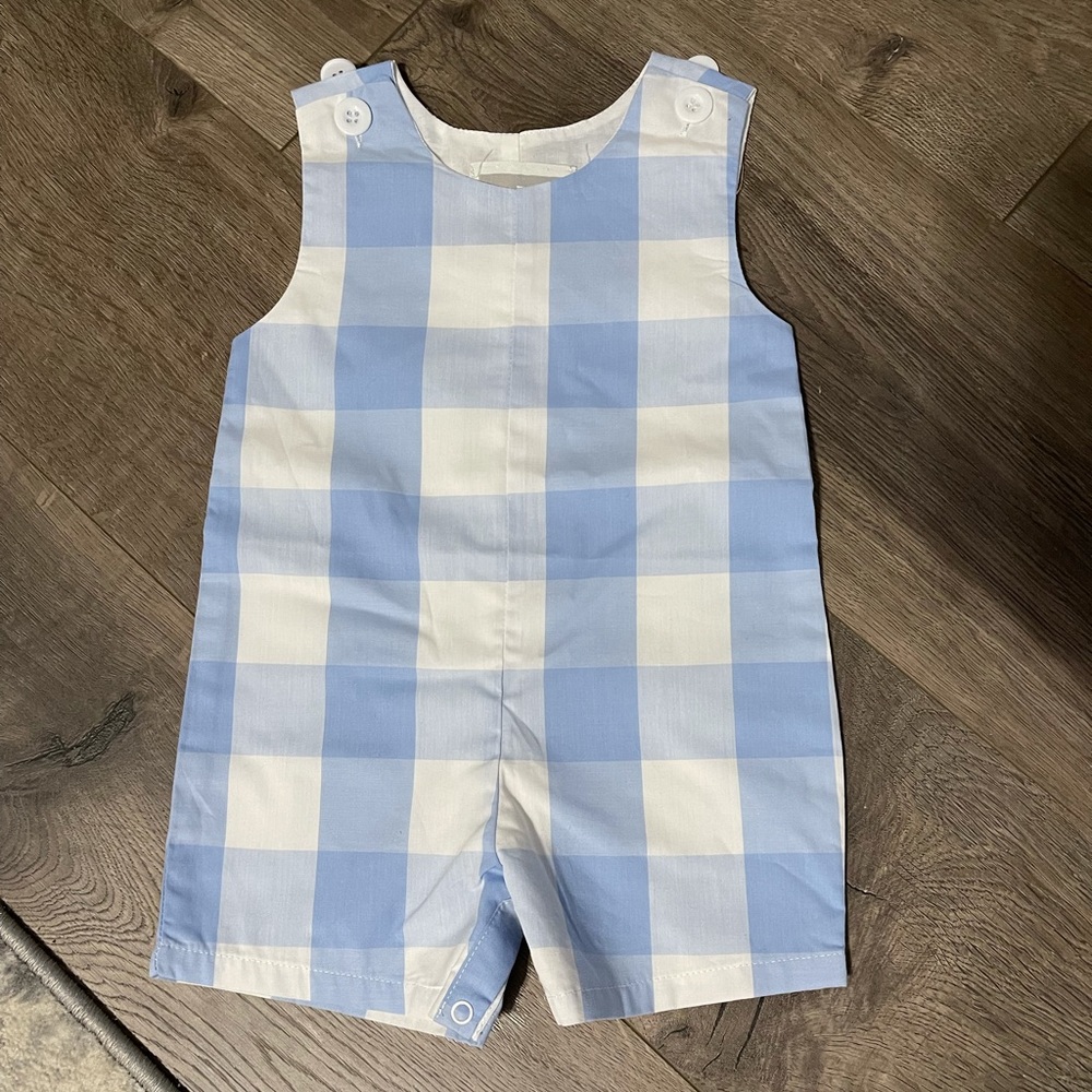 Lil Cactus Blue & White Gingham Romper